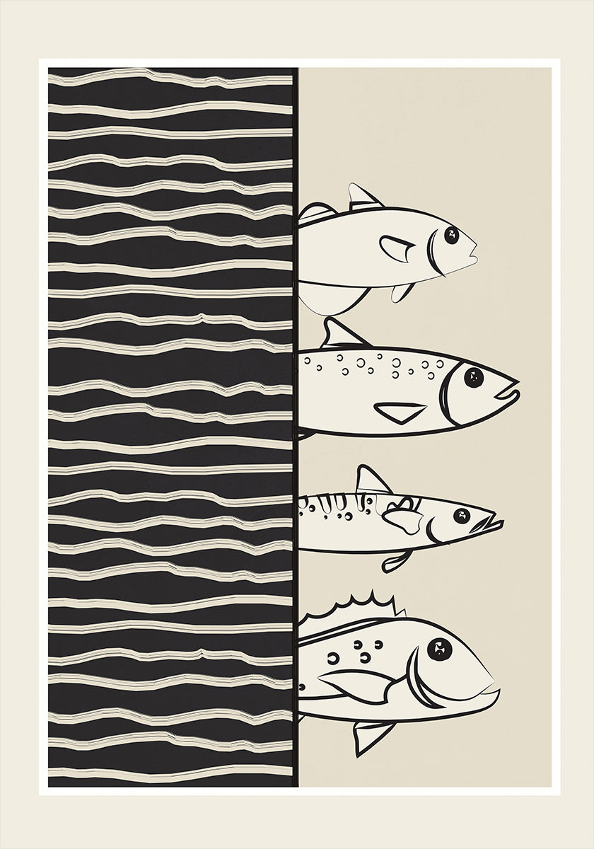 Abstract Fishes On Waves Plakat