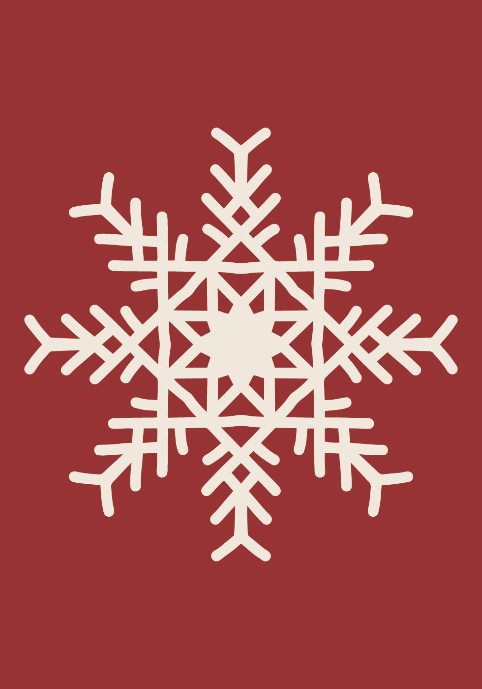 a white snowflake on a red background