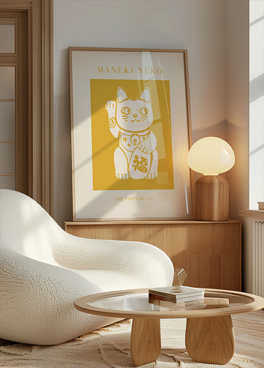 Maneki-Neko Yellow Cat Plakat