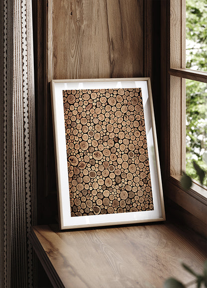 Rustic Wood Log Pattern Plakat