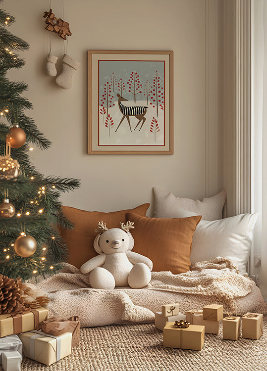 Deer In the Snowy Forest Plakat