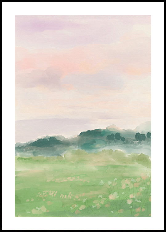 Misty Morning Fields Plakat