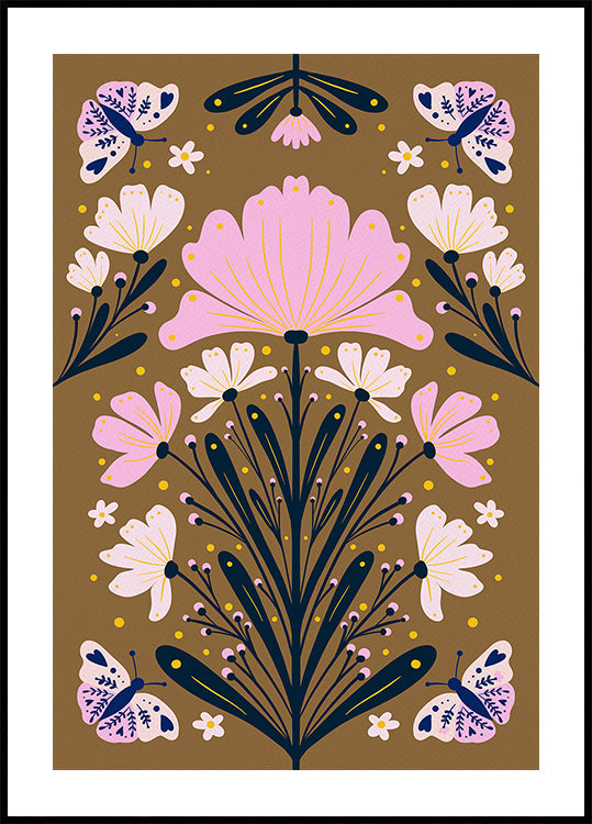 Flowers And Butterflies Plakat