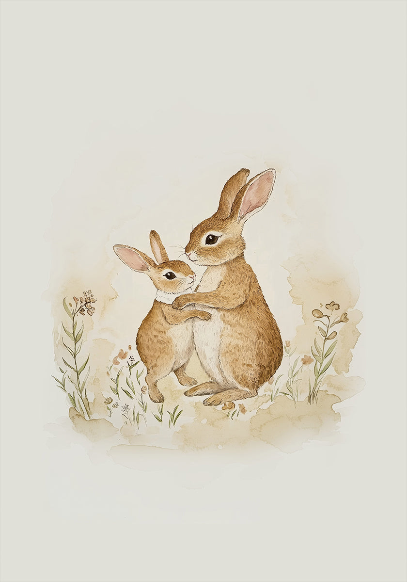Tender Moment Between Two Rabbits Plakat