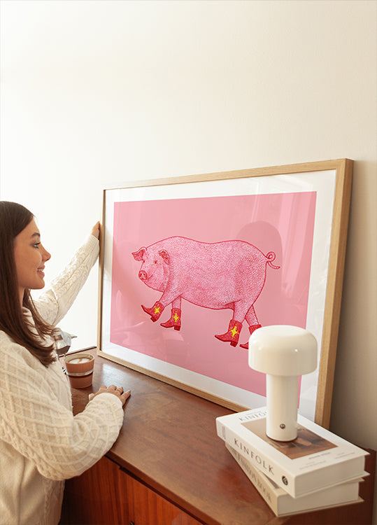 Marjorie the Cowgirl Pig Plakat