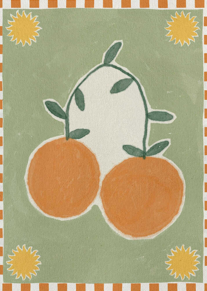 Orange Fruit On Green Background Plakat