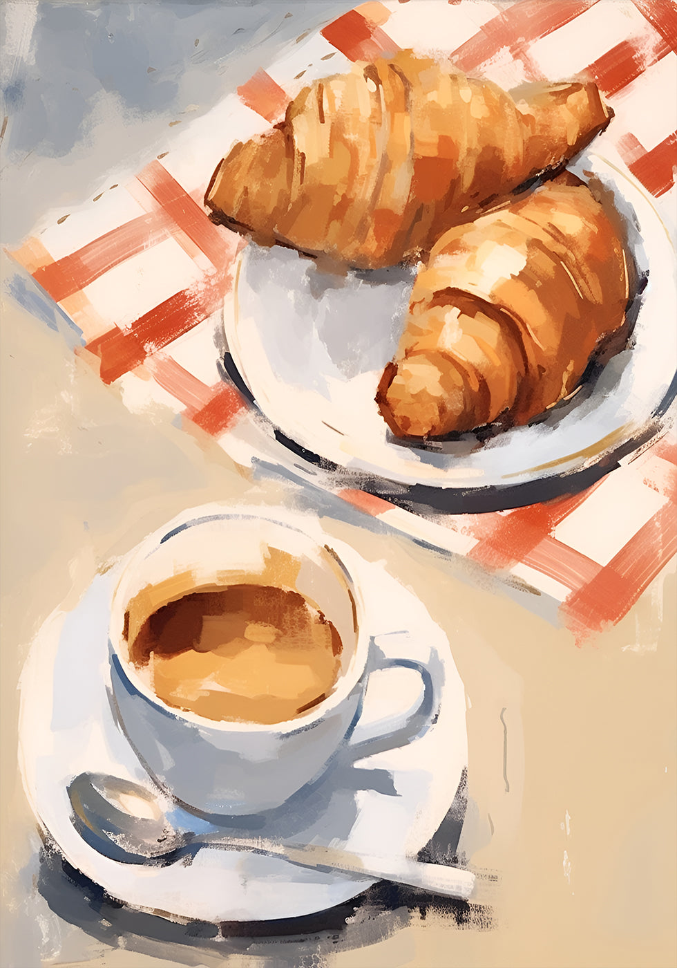 Croissants and Espresso, Café Breakfast, French-italian Brunch Plakat