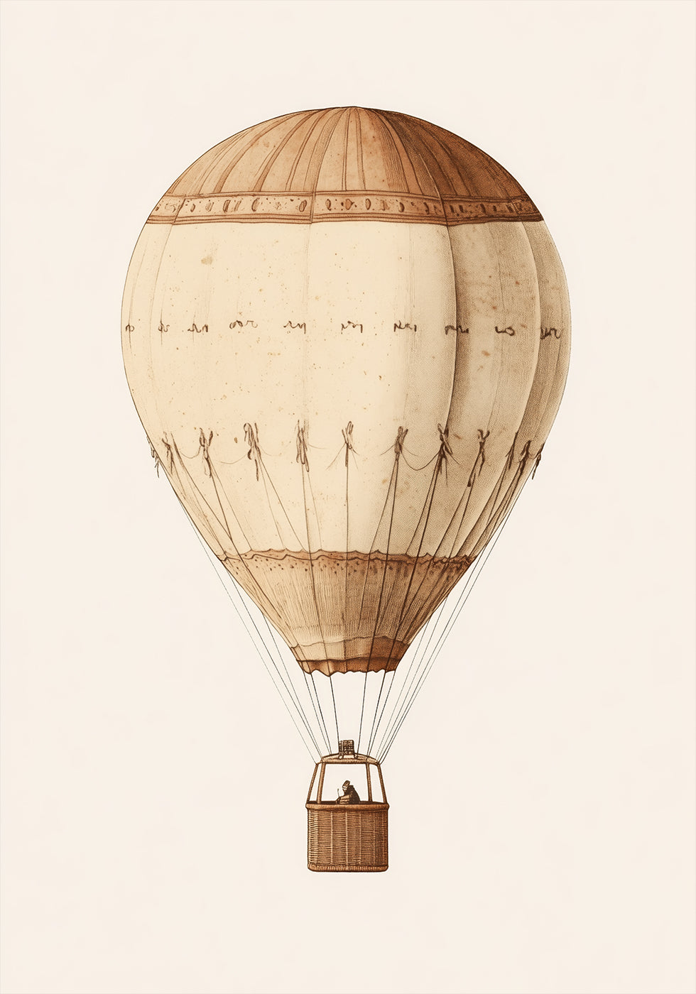 Vintage Air Balloon, Sepia Travel Adventure Plakat