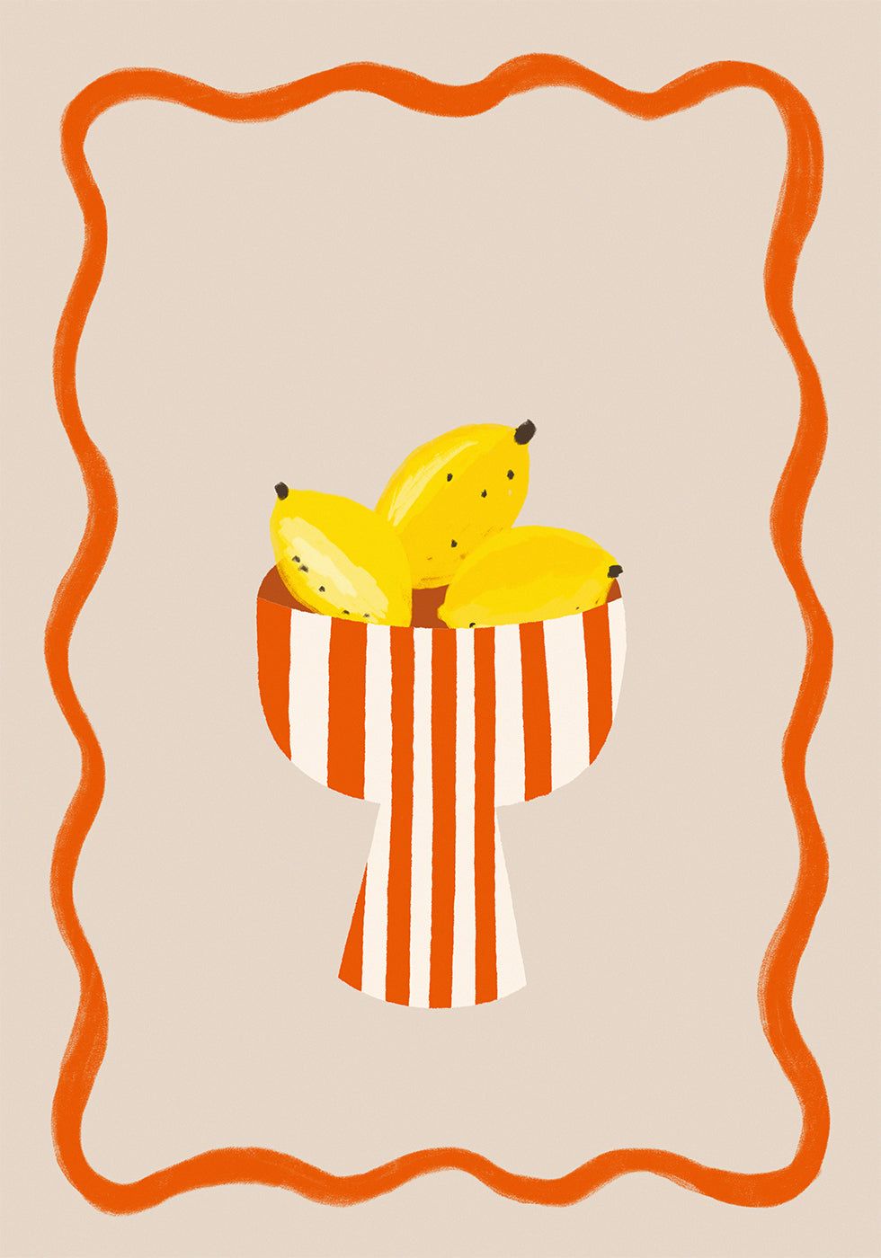 Bananas in Stripes, Modern Minimal Fruit Plakat