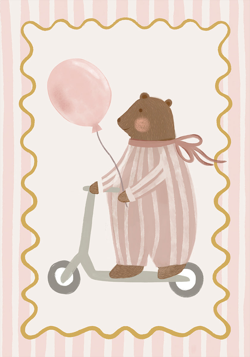Bear with Pink Balloon Plakat