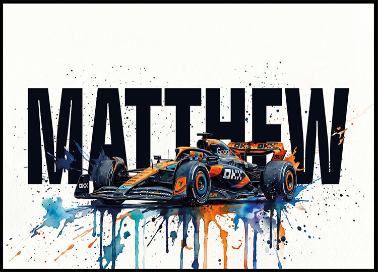 Racing Car with Name Personal Plakat