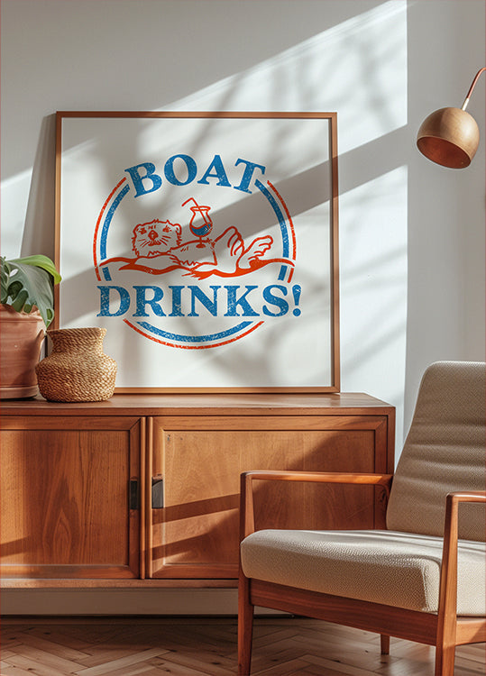 Boat Drinks Cocktail Drinking Otter Plakat