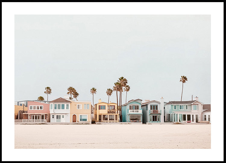 Colorful Beachfront with Palm Trees Plakat