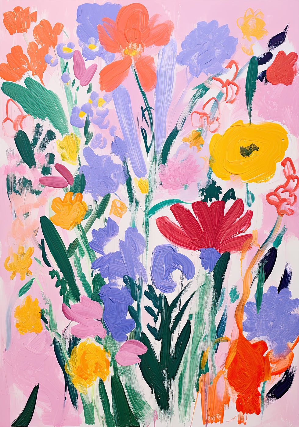 Bold  Wildflower Bouquet Expressive Floral Plakat