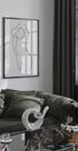 a black and white photo of a living room