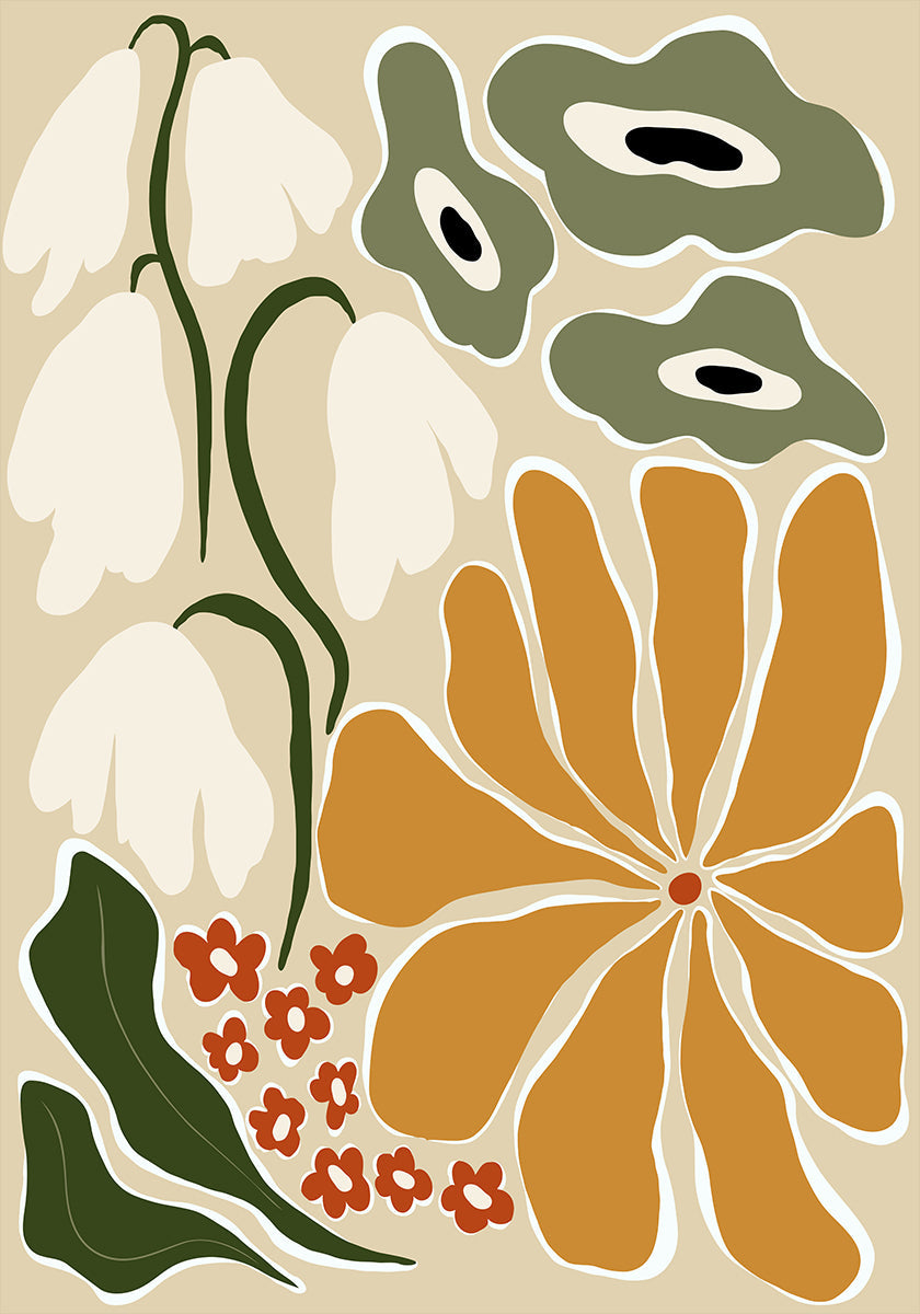Classic Mid Century Florals Plakat