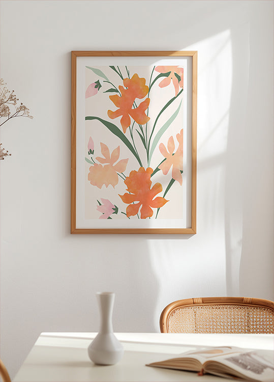 Floral Pattern With Abstract Colorful Flowers Plakat