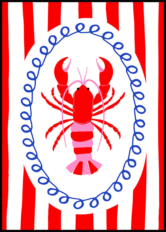 Bold Lobster Striped Wall Art Plakat