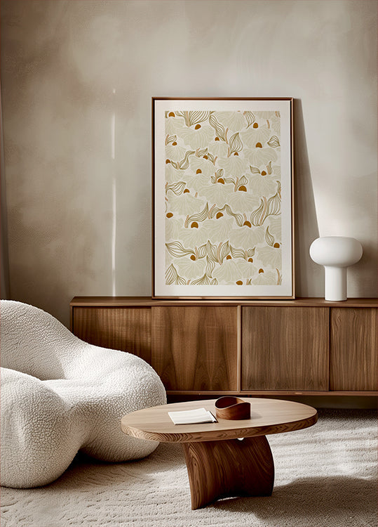 calming essentials Natural flow meadow ivory pattern Plakat