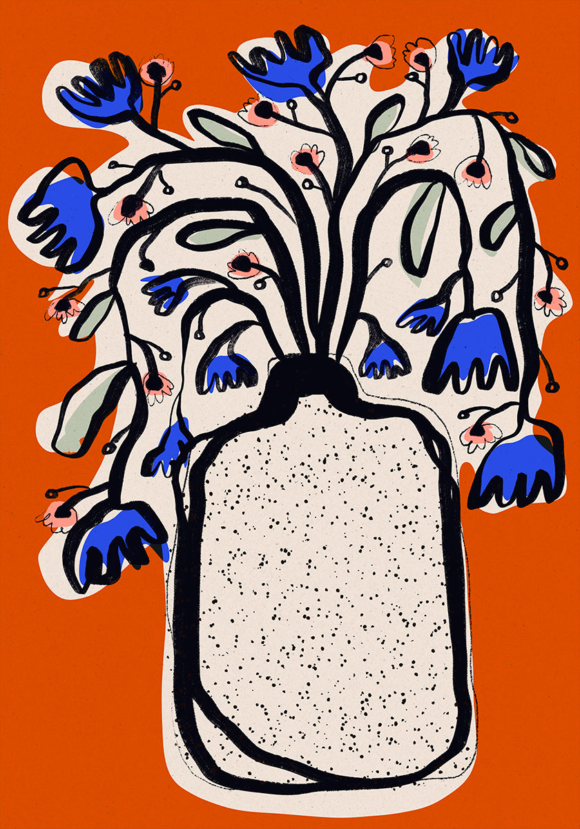 Blue Blossoms Vase Plakat
