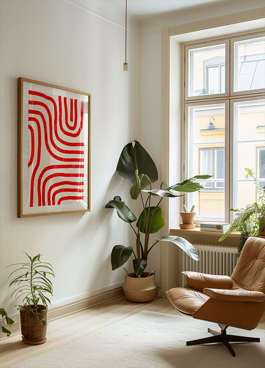 Red Modern Lines Plakat