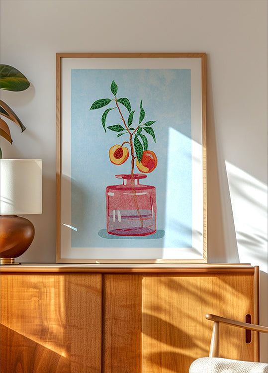 Peach Tree in Vase Plakat