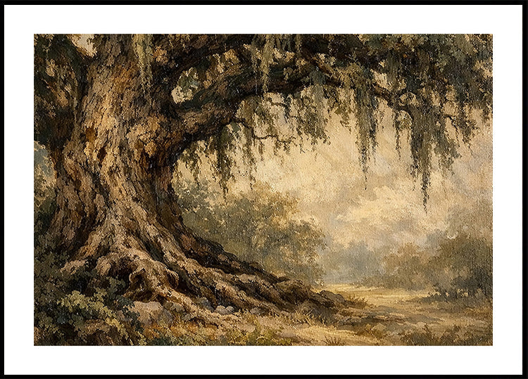 Live Oak Tree Print Cottagecore Wall Art for Entryway Decor Vintage Art Print Spanish Moss Print Charleston Print Savannah Southern Decor Plakat