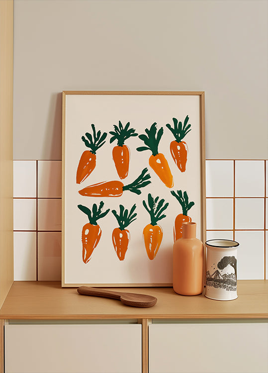 Colorful Carrot Illustration Plakat