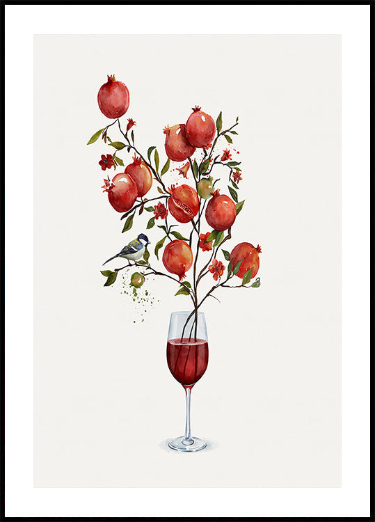 Pomegranate In a Glass of Wine Plakat