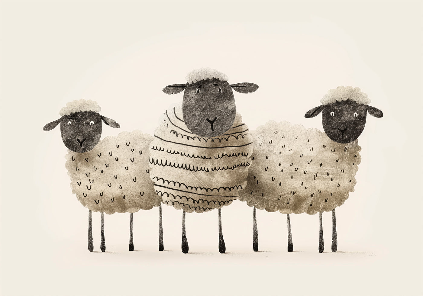Cute Black-Faced Sheep Trio Plakat