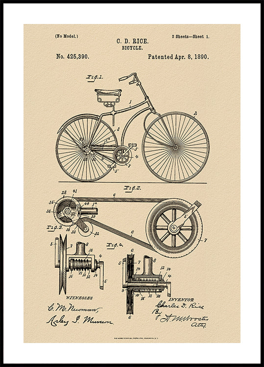 Bicycle Patent 1890 Plakat