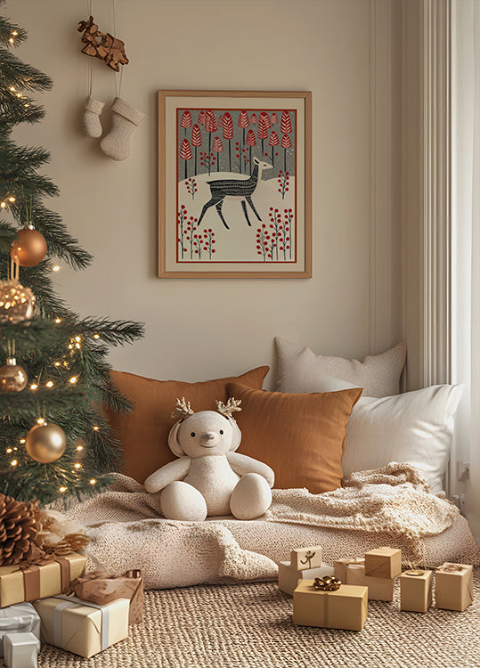 Fawn In a Winter Landscape Plakat