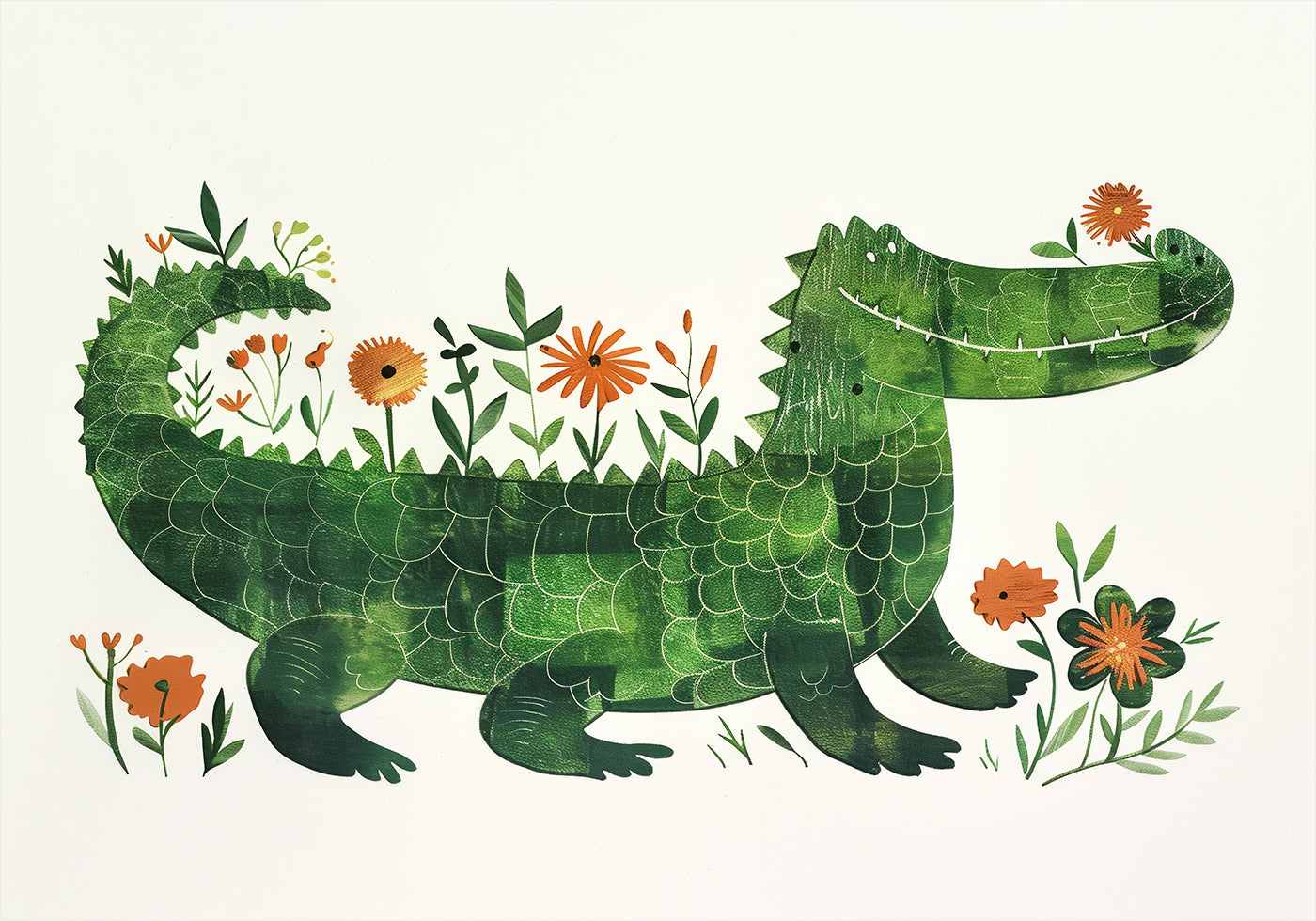 Floral crocodile Plakat