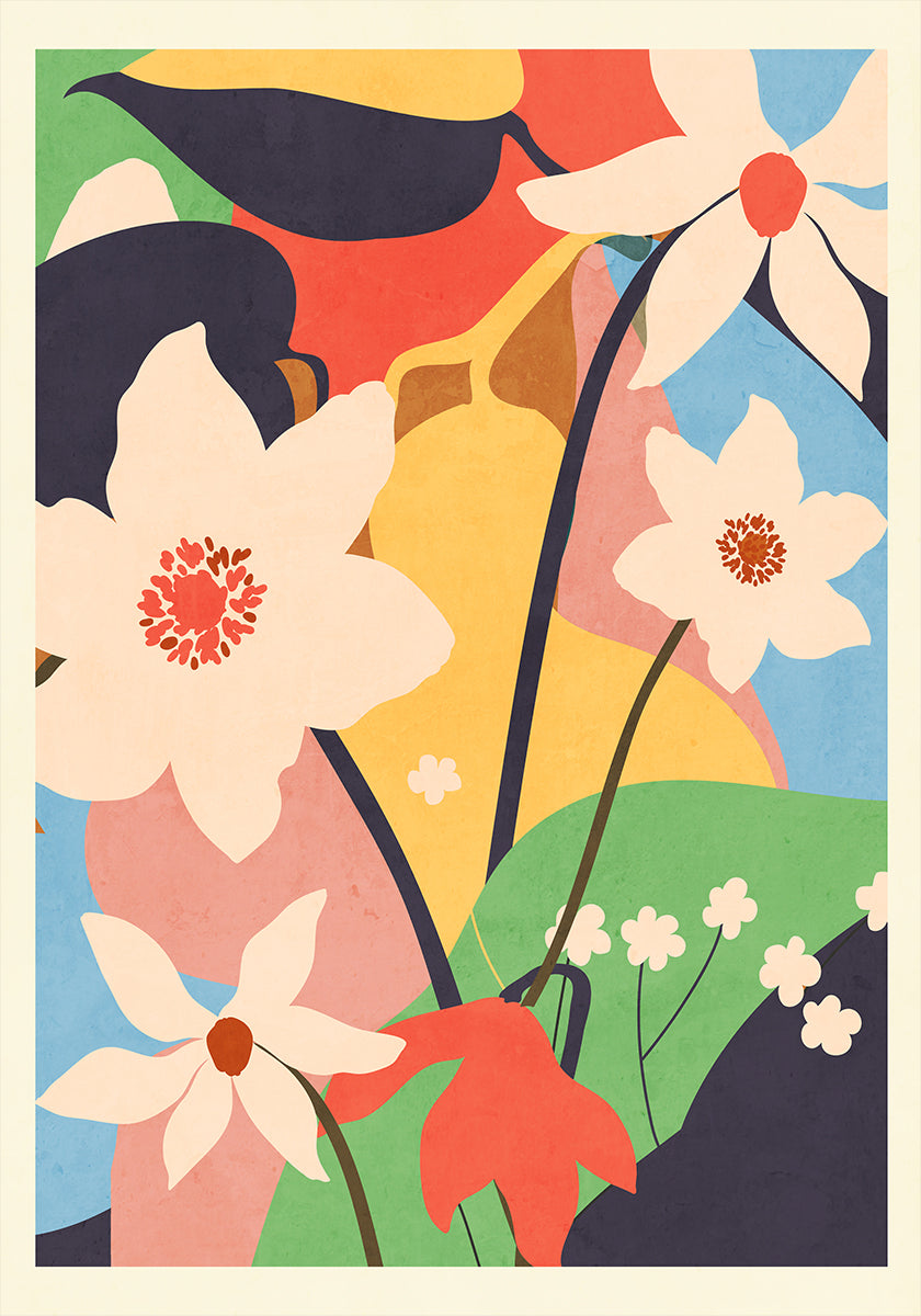 Abstract Art Landscape Flowers Plakat