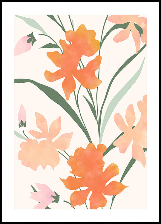Floral Pattern With Abstract Colorful Flowers Plakat