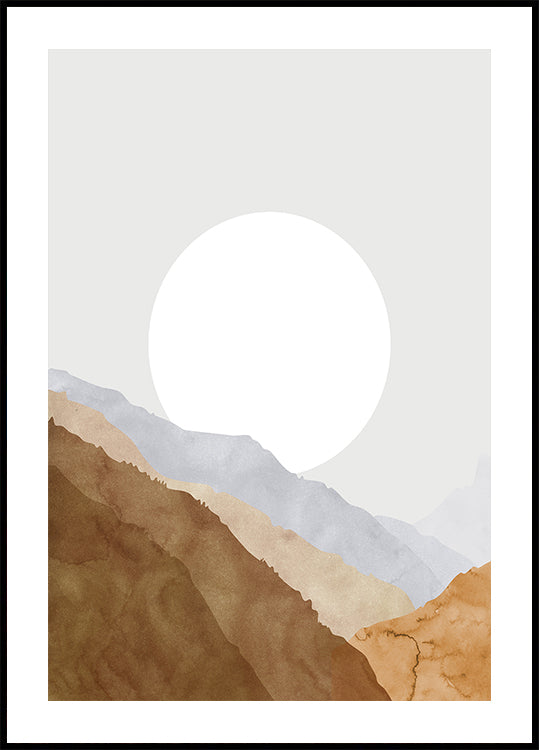 Boho moon and mountains Plakat