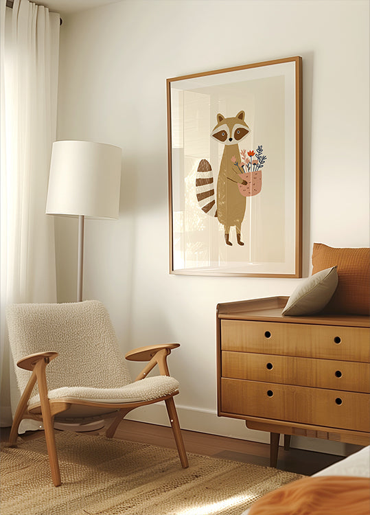 Raccoonwithflowers Plakat
