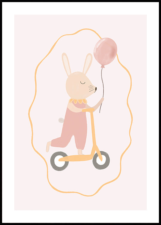 Bunny On a Scooter Plakat