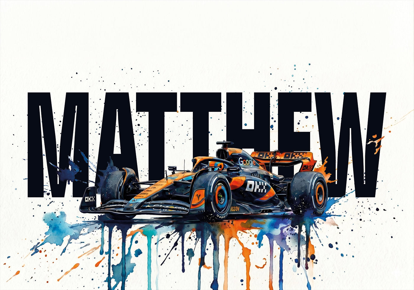 Racing Car with Name Personal Plakat