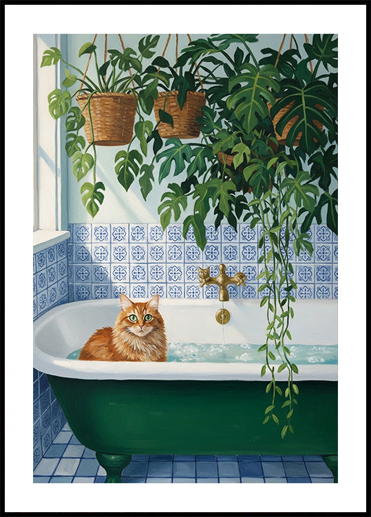 Botanical Bath Cat Plakat