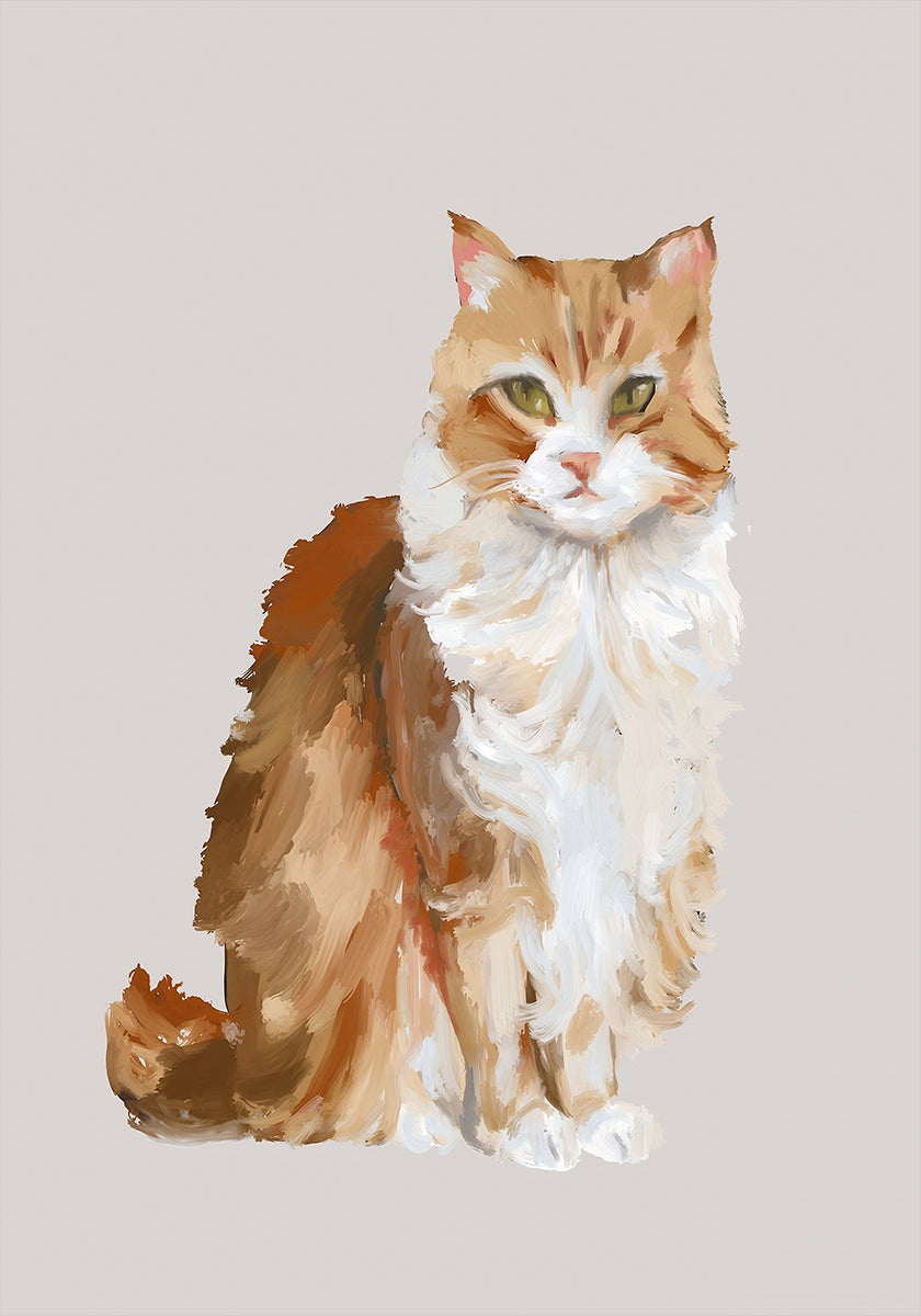 Professional Supervision fluffy cat oil painting Plakat
