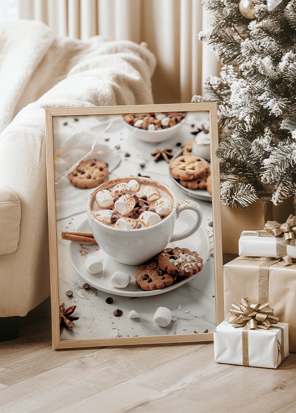 a picture of a cup of hot chocolate and cookies