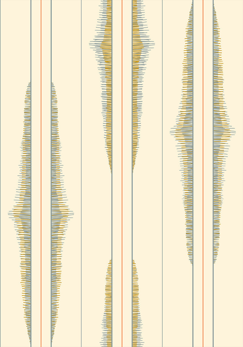 Boho ikat stripes cream and dusty blue pattern Plakat