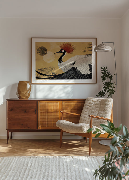 Abstract red-crowned crane Plakat