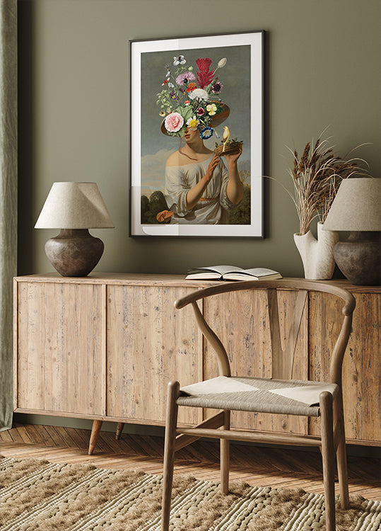Woman In a Large Floral Hat Plakat