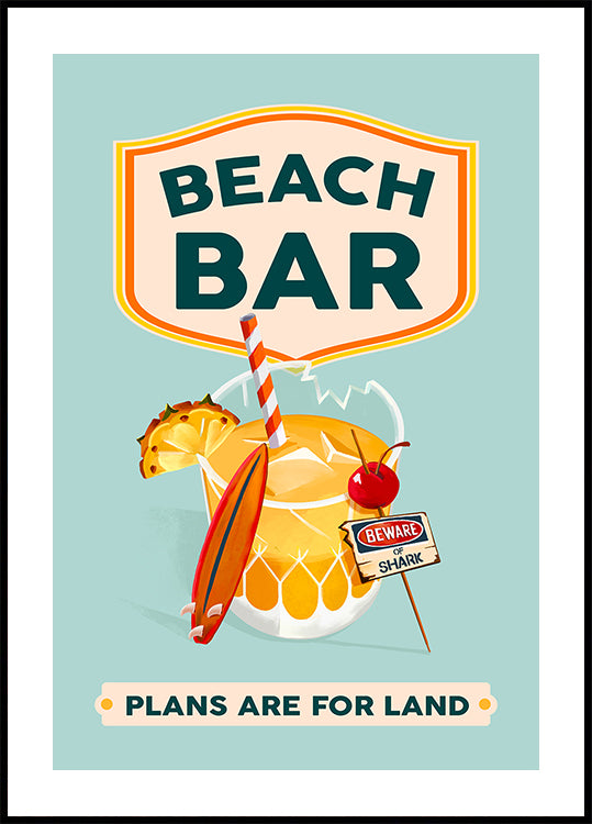 Beach Bar Summer Tropical Cocktail Bar Art Plakat