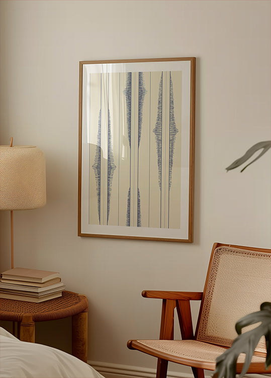 Boho ikat stripes blue shades pattern Plakat