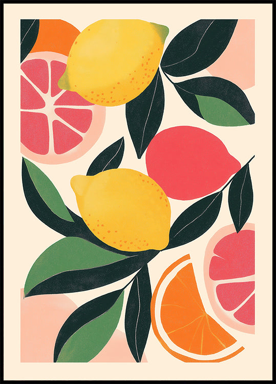 Citrus Fruit Illustration Plakat