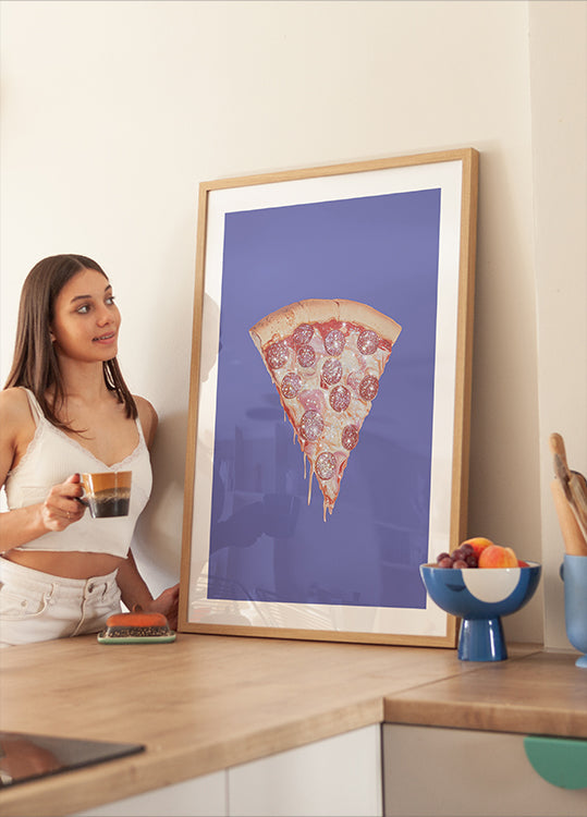 Pepperoni Pizza Slice with Glitter Toppings Plakat