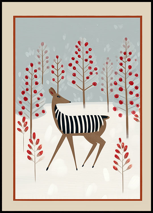 Deer In the Snowy Forest Plakat